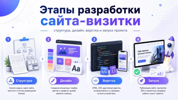 Этапы разработки сайта-визитки: структура, дизайн, верстка и запуск проекта